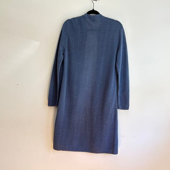 AKRIS Long Sleeve Cardigan Wool/Silk Grid Optics Sweater Long Duster Pockets L - Picture 8 of 8